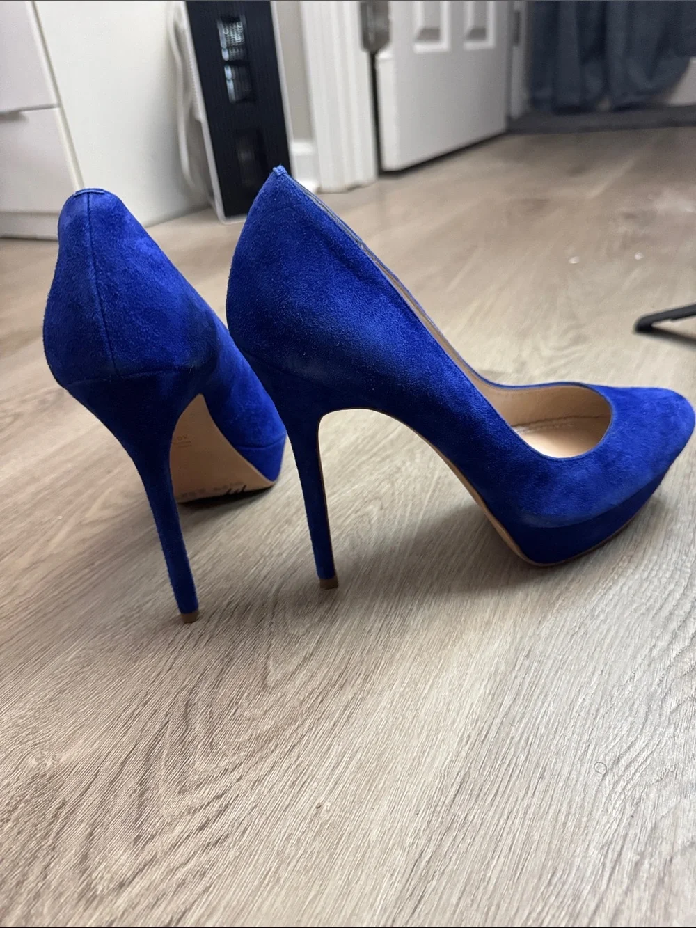 Women's Cobalt Blue Suede Platform Stiletto Pumps